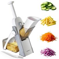 Safest Mandoline Vegetable Slicer/Chopper, Potato Chip Cutter, Multifunctional Veg Chopper with 4 Cutting Modes to Slice, Dice, Chop,