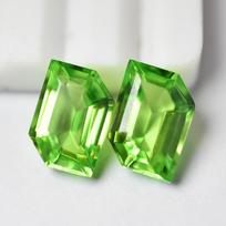 CERTIFIED 16 Ct NATURAL Green Peridot Fancy Shape Pair Rare Loose Gemstone 11.9 mm approx žalia