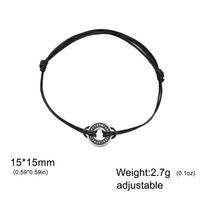 LIKGREAT Vintage Norse Viking Rune Circle Bracelet Etched Black Hollow Ring Pendant Amulet Jewelry for Men Women Adjustable