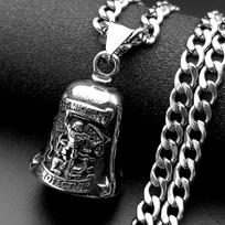 Archangel Saint Michael Guardian Bell Stainless Steel Chain Necklace for Women Men Silver Color Pendant Necklaces Bikers Jewelry