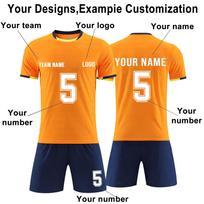 Men Soccer Jersey Set Quick Dry Athletic Uniform with Shorts and Socks for Training Team Sports Games 20 oranžinė