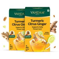 VAHDAM, Turmeric Citrus Ginger Infusion - 36 Bags | Caffeine-Free | Supports Daily Throat Care | Individually Wrapped for Freshness | Turmeric, Cin