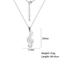 Skyrim Music Necklace Score Note Treble Chain Musical Symbol G Clef Gift For Woman Man Stainless Steel Jewelry Wholesale New silver color&45-50cm