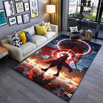 Red-Cloaked Fantasy Character and Magic Circle Printed Carpet Design  Suitable for use as an anti-slip for living room bedroom sofas 40x60cm( 15x23in )