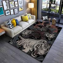 Samurai Warrior with Fierce Tigers Print Carpet for Home Decor  Suitable for use as an anti-slip for living room bedroom sofas 40x60cm( 15x23in )