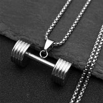 Dumbbell Fitness Body Necklaces Pendants for Women Men Stainless Steel Gold Color Gym Male Chain Jewelry colar masculino