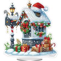 Acrylic 2D/Flat Christmas DIY Diamond Painting Desktop Ornaments Kit 5D DIY Diamond Art Tabletop Decorations for Adults Beginner
