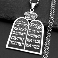 Je Torah Scroll Ten Commandments Necklaces Men Women Judaism Stainless Steel Hebrew Prayer Shema Israel Necklace Jewelry