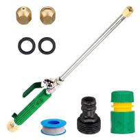 High Pressure Water Spray Gun Kit with Adjustable Nozzle and Brass Fittings Includes Teflon Tape and Hose Connectors for Outdoor Cleaning žalia