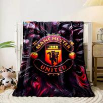 A fiery swirl background highlights a bold crest with gold and red accents. for all seasons blanket lunch break throw gift 80cm x 120cm