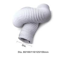 6M 150-80mm Dia Portable Flexible Air Conditioner Spare Parts Vent Hose Aluminum Foil Antistatic Exhaust Hose Vent Tube Pipe DIA.80MM-6M-White