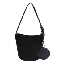Fashi BucketSolid Color Sewing Microfiber Hasp Shoulder Bags for Women 2026 Brand Simple Large Capacity Top-Handle Bags juoda
