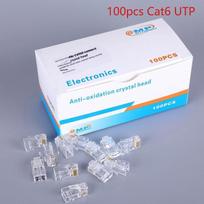 100Pcs Cat6 UTP FTP RJ45 Connector Pass Through, Ethernet Cable Module Plug Socket Network Wiring Accessories