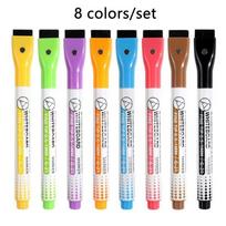 8 Colors 0.5mm Magnetic Dry Erase Markers Whiteboard Marker Pen Office School White Board Stationery Extra Fine Tip Colored Pens
