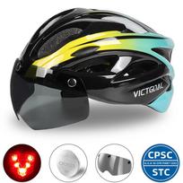 Victgoal Adults Bike Helmet Goggles Led Rear Light Men Women Cycling Helmet Road Bicycle Helmets Mtb E-Bike Cap Scotter Headgear L
