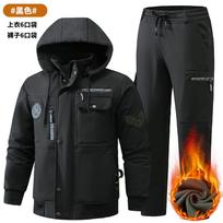 Work uniforms, warm camouflage, workshop labor protection uniforms, men's workwear, fleece-lined and thickened labor protection uniforms 165 size m [recommended 45-55kg ]