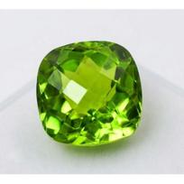CERTIFIED 12.35 Ct Natural Green PERIDOT Square Cushion Cut Loose Gemstone 11.8 mm approx žalia