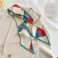 Ilgų Plaukų Rankos Riešo Naujas Raštas Galvos Juosta Šalikas Moterims Vasaros Gėlė Šilkas Satino Juostelė Diržas Foulard Šalikai pilka spalva