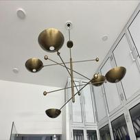 Mid Century 5 light Shade Modern Raw Brass Light Fixture Mid Century Stilnova Chandelier Linear Light