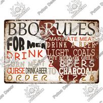 Putuo Decor BBQ Metalinis Ženklas Skardinė Plokštelė Vintažiniai Metaliniai Ženklai Geležies Tapyba Griliui Barui Pub Virtuvei Sienų Dekoras 30x40cm(11.8x15.7inch) beige