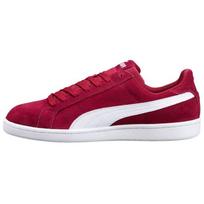 PUMA Smash Suede Low Top Sneakers Tibetan Red/White Unisex 361730-18 EU 39