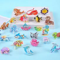 3D 30Pcs/Set Cartoon Puzzles Educational Toys Insect Dinosaur Animal And Vehicle Themes 3D Diy Cardboard Puzzles