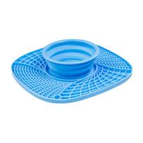 Pet Slow Feeder Mat Collapsible Silicone Dog Food Bowl with Lick Mat Slow Feeding Puzzle Bowl for Dogs And Cats mėlyna