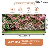 2D Flat Printing Floral Backdrop, Rose Vines on Lattice Fence Photography Background for Events 47.2x31.5inch/120*80cm