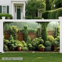 2D Garden Fence Plant Backdrop, 2D Flat Printing Greenery Background for Party Photo Booth & Events 47.2x31.5inch/120*80cm