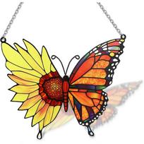 Stained Glass Window Hanging, Sunflower Stained Glass Suncatcher, Garden Suncatchers for Religious Occasions A