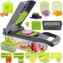 16in1 Manual Vegetable Chopper Multifunctional Slicer Shredder Grater Cutter Hand Operated Green/Gray Kitchen Gadget