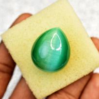 NATURAL Sri Lankan Green Cat's Eye 80 Ct Pear Cabochon Cut CERTIFIED Gemstone 27.2 mm žalia