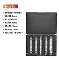 Screw Extractor Broken Screw Remover Tool HSS Easy Out Spiral Straight Flute Set Left Hand Drill Bolt Extractor 5pcs-Set-HSS