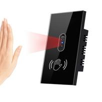 90-250V 50/60Hz 10A Smart Wall Light Switch Hand Sweep Sensor Glass Screen Panel without Touch IR Infrared Lights Sensor Switch (black,Other) juoda