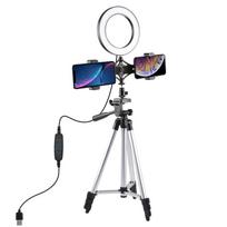 Video Ring Light with Telescopic Light Stand Mini Desktop Tripod 6.3 Inch Dimmable 3 Lighting Modes USB Powered 10 Levels Brightness for Network juoda