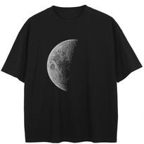 Streetwear Mėnulio Grafikos Marškinėliai Medvilniniai Skalbti Juodi Marškinėliai Unisex Viršutiniai Drabužiai Marškinėliai Trumpomis Rankovėmis Marškinėliai S įvairiaspalvis
