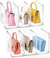 2-4Pack Clear Acrylic File Organizer, 3/4 Sections Purse/Handbag Organizer, Vertical Book Dividers for Office Home Bookshelf