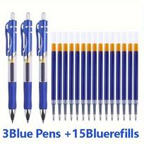 Set of 18 Adorable Gel Pens,Featuring a 0.5Mm Extra-Fine Point,Retractable Plastic Tips, Suitable for School And Office Supplies mėlyna