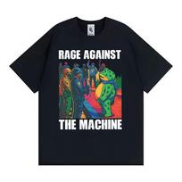 Portland Frog Protester Funny AntiICE T Shirt Rage Against The Machine Meme Tshirts Men Women Casual Cotton Oversized T Shirts S įvairiaspalvis
