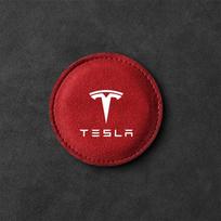 2PCS Leather Car Coaster Water Cup Drink Holder Mat Anti-Slip for Tesla Model 3 Model S Model X Model Y Roadster Invader Coil (as the picture,2PCS)