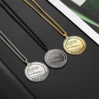 EUEAVAN Arcana Tarot Pendant Necklaces Stainless Steel Round Tarot Cards Necklace for Men Vintage Astrology Jewelry Gift Silver Color
