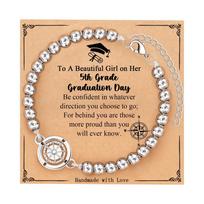 2026 Graduation Gifts for Her Him Sister - Stainless Steel Compass Beaded Bracelets for High School/College/Middle School Grads