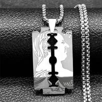 M.T Man Blade Razor Shape Pendant for Women Men Stainless Steel Gold Color Male Chain Necklace Jewelry corrente masculina