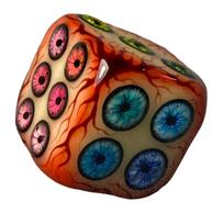 Decorative Polyhedral Dice with Multiple Eye Designs and Textured Surface for Tabletop Gaming and Collectible Display
