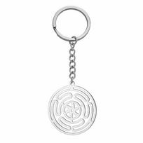 Dreamtimes Wheel of Hecate Strophalos Keychain for Women Men Stainless Steel Triple Moon Goddess Pagan Wicca Amulet Jewelry Gift