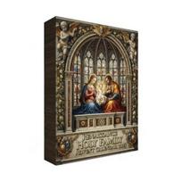 Renesanso Šventosios Šeimos Advento kalendorius 24 dienų Kalėdų atgalinio skaičiavimo dėžutė su bibline Betliejaus scena, ornamentais, šventiniu dekoru vaikams ir šeimai A