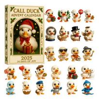 Call Duck Advento kalendorius 2025 24 dienos Akriliniai papuošimai su šventiniais kostiumais Kalėdų atgalinio skaičiavimo dekoras medžių ir gyvūnų mylėtojams Šventinė dovana Duck