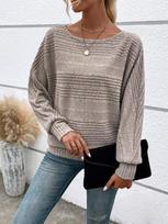 New, Hot-selling Autumn and Winter New Comfortable and Casual Solid Color Long-sleeved Round Neck Splicing Pullover Top T-shirt Women S pilka spalva