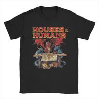 Fashion Houses and Humans Retro 90s T-Shirts Men Pure Cotton T Shirts Dungeon Dragon DnD Short Sleeve Tees Plus Size Clothing S juoda