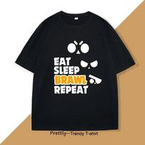 Eat Sleep Brawl Repeat T Shirt for Men Women Gamer Mobile Game Brawl Printed T-shirt Casual Short Sleeve Women's Clothing 4XL